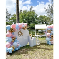 Baloane decorative pentru BABY SHOWER, Flippy, Arcada Set 106 baloane din latex, Model Petrecere, Baloane Party, 12 cm, 30 cm, 45 cm, Roz, Albastru, Gold