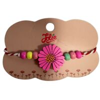 Martisor Bratara Multicolora pentru Copii, Jolie, din Lemn si Textil, Model Floare