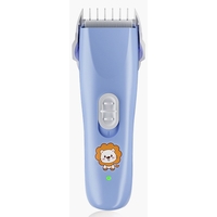 Masina De Tuns Bebelusi si Copii, Vafy, Lame Cermice si Inox, Fara Fir, Functie Anti Taiere, Silentios, 50 W, Rezistent la Apa, 2 Accesorii, Incarcator USB, Model Leu, Albastru