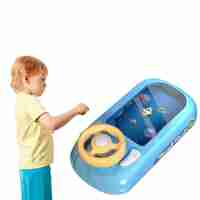 Joc Simulator de Condus, Flippy, 3-6 Ani, Volan Interactiv, Efecte Sonore, din ABS, USB Inclus, Albastru