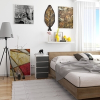 Comoda cu 4 sertare, PAL laminat 16mm, 40x35x74 cm, alb si gri