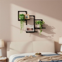 Raft de perete cu 3 polite din MDF si cadru metalic, 58x21x50 cm, negru