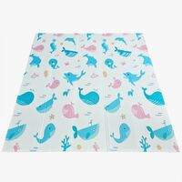 Covoras de Joaca pentru Copii Termic cu 2 Fete, Flippy, Model Ursuleți si Delfini, cu Spuma, Impermeabil, Antiderapant, 200cm x 180cm x 1cm