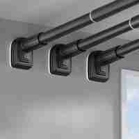 Bara Telescopica Multifunctionala, Flippy, din Otel Inoxidabil si ABS, Utilizare Universala, Extensie 185 - 205 cm, Fara Perforare Perete, Negru