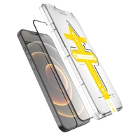 Set 2 folii sticla securizata cu sistem de montare usor si rapid Full Cover 3D Flippy compatibila cu Apple iPhone 13 / 13 Pro Negru