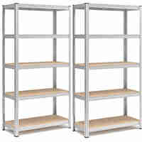 SONGMICS Set de 2 Rafturi de depozitare, cadru din otel armat, polite din MDF, max 2x875kg, 180x90x40cm, gri