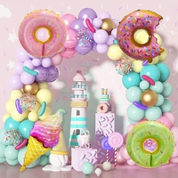 Set 124 Baloane, Flippy, din Latex si Folie de Aluminiu, Model Candy, Diferite Marimi, Multicolor
