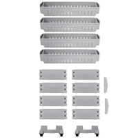 Sistem rafturi de depozitare cu roti pentru bucatarie sau baie cu 4 polite, 102x54x13 cm, gri