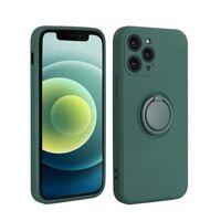 Husa protectie Vafy compatibila cu Apple iPhone 13 Mini Liquid Silicone Ring cu suport rotativ Verde