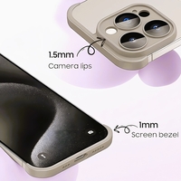 Husa Metalica Edgeless Compatibila cu iPhone 15 Pro, Vafy, Protectie pentru Colturi si Camera, Aliaj, Antisoc, Antizgariere, Gri Metalizat