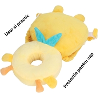 Perna tip Rucsac pentru Protectia Capului, Vafy, Tetiera tip Girafa, pentru Bebelusi, 33x6x19 cm, 180 g, Galben