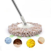 Set Galeata si Mop Rotativ 360°, Flippy, Cu Dubla Actiune Centrifuga, Pentru Uz Casnic, Maner din Otel Inoxidabil Telescopic, 2 Capte din Bumbac, 46x27x29 cm, Roz