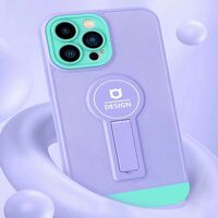 Husa Armor Design cu Stand pentru iPhone 13, Mov/Albastru, Suport Auto Magnetic, Wireless Charge, Protectie Antisoc, Vafy