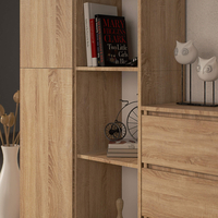 Dulap cu usa si 8 etajere, PAL laminat 16 mm, 80x35x180 cm, stejar sonoma