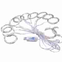Instalatie de Craciun, Vafy, Instalatie de Tip Perdea IP44, Alimentare prin Port USB si Telecomanda cu 8 functii, 6m x 3m, 600 LED, Alb Rece