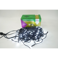 Instalatie de Craciun Vafy® Tip Franjuri, 8 jocuri de lumini, Sectiune 5 m, 143 LED-uri, Interconectabila, Fir Negru, Alb Rece