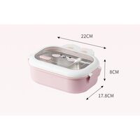 Cutie pentru Pranz sau Gustari, Flippy, cu Doua Compartimente, Model Iepuras, pentru Copii si Adulti, Etansare, PP, Perfect pentru Scoala si Birou, 1000 mL, 22x17.8x8 cm, Roz