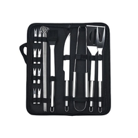 Set 18 Ustensile pentru Gratar, Flippy, din Otel Inoxidabil, Geanta Oxford, Argintiu