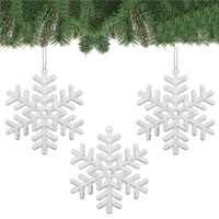 Decoratiune brad fulg de zapada, set 3 bucati, 8cm, alb