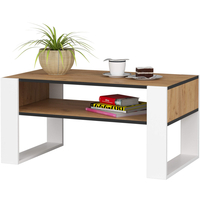 Masuta de cafea Domi cu raft inferior, blat laminat, 92x50x45 cm, stejar craft si alb