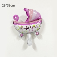 Balon din Folie Metalizata, Vafy, Mini Figurina, Model Carucior Bebelus, Tematica Gender Reveal, 39x29 cm, Ambalaj Individual, Pai Inclus, Umflare cu Aer sau Heliu, Roz