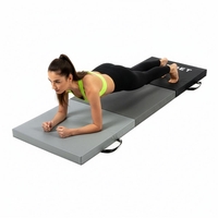 Saltea fitness pliabila 3 segmente, PVC si spuma EPE, 180x60x6 cm, negru si gri