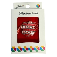 Martisor Brosa Mica in Cutie, Jolie, Design cu Mesaj, Dimensiune 2.5-3 cm, Material Metal, Model Traditional Trifoi