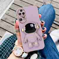 Husa Telefon 2in1, Vafy, Compatibila Huawei P60 Pro, Carcasa TPU cu Suport Inclus Tip Astronaut, Protectie Camere, Mov