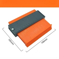 Sablon Masurare Contur, Vafy, Cu Rigla Integrata, pentru Copiere Unghiuri si Forme Neregulate, Plastic Rezistent, 14.6 x 10.5 cm, Portocaliu/Negru