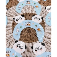 Balon din Folie Metalizata, Vafy, Tip Coronita cu Urechi, Model Panda Mirat, Ambalaj Individual, Pai Inclus, Umflare cu Aer sau Heliu, 30 x 27 cm, Bleu