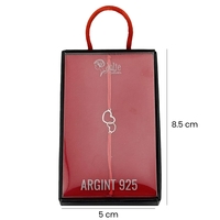 Martisor Bratara Argint 925, Jolie, Model 2 Inimi Pereche, Martisor de 1 Martie, cu Snur Rosu, Argintiu