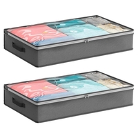Husa de Depozitare, Flippy, Intrebuintare Multipla, Pliabila, cu Fermoar Bidirectional si Fereastra Deasupra Transparenta, Manere Laterale, Lavabila, 65x45x15 cm, Gri