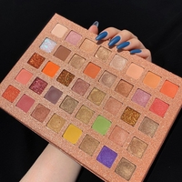 Paleta de farduri cu 40 de culori pigmentate, Roz cu sclipici, Flippy