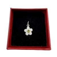 Pandantiv din Argint 925, Jolie Silver, pentru Dama, Model Floare Cu Pietre de Zirconiu Cubic, 1 x 1 cm, 0.9 g, Argintiu/Verde inchis