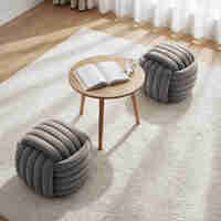 Taburet tapitat Nilo, velur, 53x50x43 cm, gri deschis