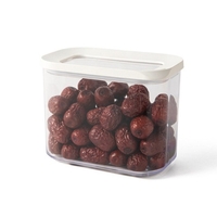 Cutie de Depozitare Alimente, Flippy, 1L, Capac Alb, din ABS+Silicon, 14.5 x 9 x 11.3 cm, Transparent