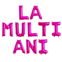 Set 10 Baloane din Folie Metalizata, Flippy, Figurine Litere, Model La multi ani, Tema Aniversare, 40 cm, Ambalaj Individual, Pai Inclus, Umflare cu