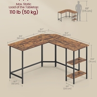 VASAGLE Birou de colt in forma de L, cu 2 rafturi de depozitare, 130x130x76 cm, industrial, maro rustic