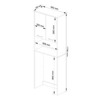 Dulap baie inalt pentru spatiu deasupra masinii de spalat, cu usi si polite, 64x30x180 cm, alb si grafit