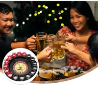 Joc de Ruleta Flippy, cu Pahare de Shot si Plansa de Joc Blackjack, 31 cm, Rosu-Negru