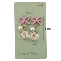 Cercei Dama de Primavara, Jolie, Model Floare in Glob, Eleganti si Moderni, 3 x 1 cm per unitate, Roz