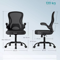 SONGMICS Scaun de birou ergonomic, reglabil pe inaltime, suport lombar, functie balans, 60x60x105 cm, negru