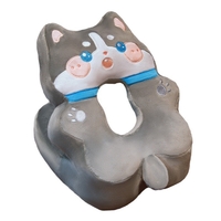 Perna din Spuma, Vafy, pentru Birou, Calatorii, Model Husky, Lavabila, Umplutura de Bumbac, Spatiu Cap in Forma de 8, 30x35x30 cm, Gri