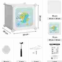 SONGMICS Dulap modular de depozitare jucarii, 16 cuburi cu usi, 123x31x123cm, alb