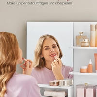 VASAGLE Masuta de toaleta cu oglinda, dulap si sertar pentru cosmetice, 80x40x132cm, alb
