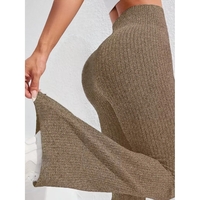 Pantaloni Sport de Dama, Flippy, pentru Yoga, Talie Inalta, Evazati, Tricotati, Khaki, Marime XL
