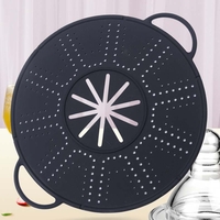Capac Sita pentru Tigaie, Vafy, 28 inch, Capac din Silicon pentru Scuregere, Rezistent la Remperaturi ridicate, Anti-Stropire, Deflector de Ulei, Negru