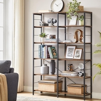 VASAGLE Biblioteca 6 rafturi, cadru metalic, stil industrial, 30x120x170 cm, maro rustic