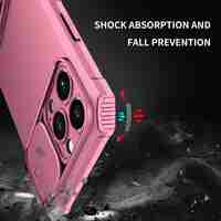 Husa Defender cu Stand pentru iPhone 12 Pro Max, Roz, Suport reglabil, Antisoc, Protectie glisanta pentru camera, Vafy