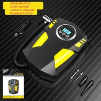 Compresor Auto Portabil cu Lanterna si Afisaj Electornic Flippy, DC 12V, 120W, 35L/min, Cablu de alimentare 3m, Pompa Biciclete, Moto, Mingi, Saltele, Max 10.3bar, lumina LED, Negru
